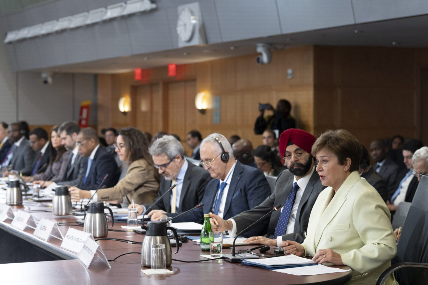 World leaders meeting at conference table.